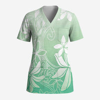 Tiare Tahiti Scrub Top Matcha Polynesia Motifs - Polynesian Pride