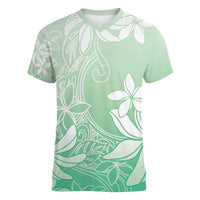 Tiare Tahiti Women V-Neck T-Shirt Matcha Polynesia Motifs - Polynesian Pride