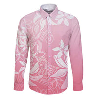 Tiare Tahiti Family Matching Long Sleeve Bodycon Dress and Hawaiian Shirt Pink Polynesia Motifs - Polynesian Pride