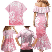 Tiare Tahiti Family Matching Mermaid Dress and Hawaiian Shirt Pink Polynesia Motifs - Polynesian Pride