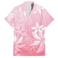 Tiare Tahiti Family Matching Off The Shoulder Long Sleeve Dress and Hawaiian Shirt Pink Polynesia Motifs - Polynesian Pride