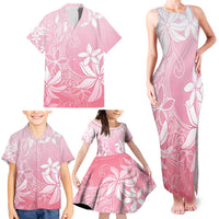 Tiare Tahiti Family Matching Tank Maxi Dress and Hawaiian Shirt Pink Polynesia Motifs - Polynesian Pride