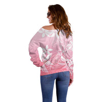 Tiare Tahiti Off Shoulder Sweater Pink Polynesia Motifs LT05 - Polynesian Pride