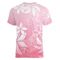 Tiare Tahiti Women V-Neck T-Shirt Pink Polynesia Motifs LT05 - Polynesian Pride