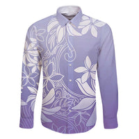 Tiare Tahiti Family Matching Long Sleeve Bodycon Dress and Hawaiian Shirt Purple Polynesia Motifs - Polynesian Pride