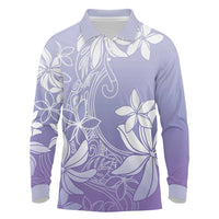 Tiare Tahiti Long Sleeve Polo Shirt Purple Polynesia Motifs - Polynesian Pride