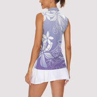 Tiare Tahiti Women Sleeveless Polo Shirt Purple Polynesia Motifs - Polynesian Pride