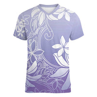 Tiare Tahiti Women V-Neck T-Shirt Purple Polynesia Motifs - Polynesian Pride