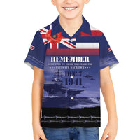 Hawaii Pearl Harbor Remembrance Day Family Matching Long Sleeve Bodycon Dress and Hawaiian Shirt Flag Style