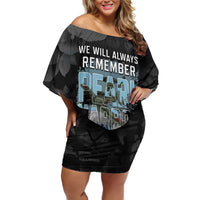 Personalized Pearl Harbor Remembrance Day Family Matching Off Shoulder Short Dress and Hawaiian Shirt We Will Always Remember LT05 Mom's Dress Black - Polynesian Pride
