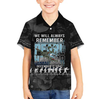 Personalized Pearl Harbor Remembrance Day Family Matching Off Shoulder Short Dress and Hawaiian Shirt We Will Always Remember LT05 Son's Shirt Black - Polynesian Pride