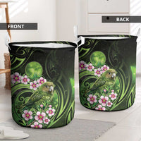 New Zealand Aotearoa Kakapo Laundry Basket Maori Pattern With Manuka Galaxy Style - Polynesian Pride
