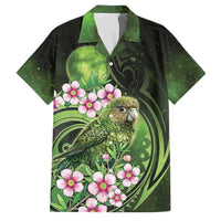 New Zealand Aotearoa Kakapo Family Matching Mermaid Dress and Hawaiian Shirt Maori Pattern With Manuka Galaxy Style LT05 Dad's Shirt - Short Sleeve Green - Polynesian Pride