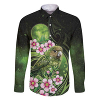 New Zealand Aotearoa Kakapo Family Matching Off The Shoulder Long Sleeve Dress and Hawaiian Shirt Maori Pattern With Manuka Galaxy Style - Polynesian Pride
