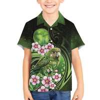 New Zealand Aotearoa Kakapo Family Matching Off Shoulder Maxi Dress and Hawaiian Shirt Maori Pattern With Manuka Galaxy Style LT05 - Polynesian Pride