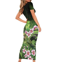 New Zealand Aotearoa Kakapo Family Matching Short Sleeve Bodycon Dress and Hawaiian Shirt Maori Pattern With Manuka Galaxy Style LT05 - Polynesian Pride