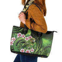 New Zealand Aotearoa Kakapo Leather Tote Bag Maori Pattern With Manuka Galaxy Style - Polynesian Pride