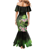 New Zealand Aotearoa Kakapo Mermaid Dress Maori Pattern With Manuka Galaxy Style - Polynesian Pride