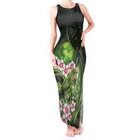 New Zealand Aotearoa Kakapo Tank Maxi Dress Maori Pattern With Manuka Galaxy Style - Polynesian Pride