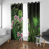 New Zealand Aotearoa Kakapo Window Curtain Maori Pattern With Manuka Galaxy Style - Polynesian Pride