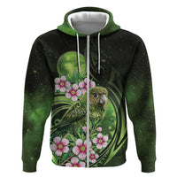 New Zealand Aotearoa Kakapo Zip Hoodie Maori Pattern With Manuka Galaxy Style - Polynesian Pride