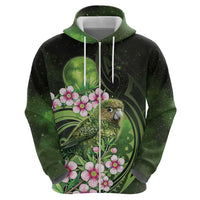 New Zealand Aotearoa Kakapo Zip Hoodie Maori Pattern With Manuka Galaxy Style - Polynesian Pride