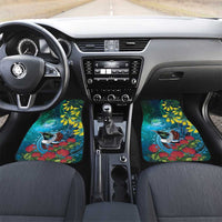 New Zealand Tui Bird Car Mats Maori Koru With Pohutukawa Galaxy Style - Polynesian Pride