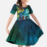 New Zealand Tui Bird Family Matching Off Shoulder Short Dress and Hawaiian Shirt Maori Koru With Pohutukawa Galaxy Style - Polynesian Pride