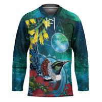 New Zealand Tui Bird Hockey Jersey Maori Koru With Pohutukawa Galaxy Style - Polynesian Pride