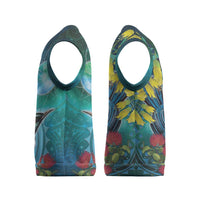 New Zealand Tui Bird Christmas Knitted V-Neck Vest Maori Koru With Pohutukawa Galaxy Style - Polynesian Pride