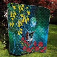 New Zealand Tui Bird Quilt Maori Koru With Pohutukawa Galaxy Style - Polynesian Pride