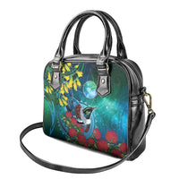New Zealand Tui Bird Shoulder Handbag Maori Koru With Pohutukawa Galaxy Style - Polynesian Pride