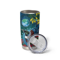 New Zealand Tui Bird Tumbler Cup Maori Koru With Pohutukawa Galaxy Style - Polynesian Pride