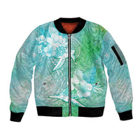 Couple Sea Turtle One Love One Heart Sleeve Zip Bomber Jacket LT05 Unisex Aqua - Polynesian Pride
