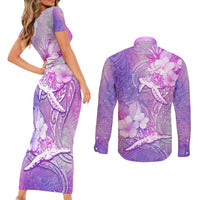 Couple Sea Turtle Love Give Us A Fairytale Couples Matching Short Sleeve Bodycon Dress and Long Sleeve Button Shirt LT05 - Polynesian Pride