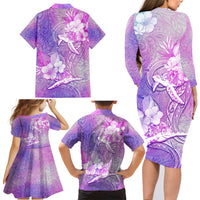 Couple Sea Turtle Love Give Us A Fairytale Family Matching Long Sleeve Bodycon Dress and Hawaiian Shirt LT05 - Polynesian Pride