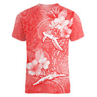 Polynesia Sea Turtle Couple Women V Neck T Shirt Happy Valentine Day Red LT05 - Polynesian Pride