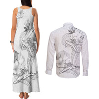 Polynesia Sea Turtle Couple Couples Matching Tank Maxi Dress and Long Sleeve Button Shirt Happy Valentine Day White LT05 - Polynesian Pride