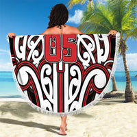 Custom Aotearoa Ngapuhi Beach Blanket Maori Tribal Pattern Mix Poutama