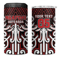 Custom Aotearoa Ngapuhi 4 in 1 Can Cooler Tumbler Maori Tribal Pattern Mix Poutama