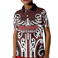 Custom Aotearoa Ngapuhi Kid Polo Shirt Maori Tribal Pattern Mix Poutama