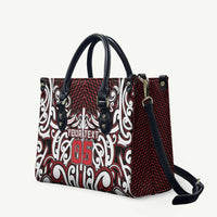 Custom Aotearoa Ngapuhi Leather Bag Maori Tribal Pattern Mix Poutama