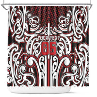 Custom Aotearoa Ngapuhi Shower Curtain Maori Tribal Pattern Mix Poutama