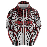 Custom Aotearoa Ngapuhi Zip Hoodie Maori Tribal Pattern Mix Poutama