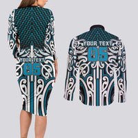 Custom Aotearoa Ngati Porou Couples Matching Long Sleeve Bodycon Dress and Long Sleeve Button Shirt Maori Tribal Pattern Mix Poutama