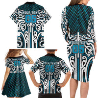 Custom Aotearoa Ngati Porou Family Matching Long Sleeve Bodycon Dress and Hawaiian Shirt Maori Tribal Pattern Mix Poutama