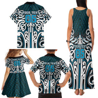 Custom Aotearoa Ngati Porou Family Matching Tank Maxi Dress and Hawaiian Shirt Maori Tribal Pattern Mix Poutama