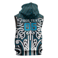 Custom Aotearoa Ngati Porou Sleeveless Zip Hoodie Maori Tribal Pattern Mix Poutama