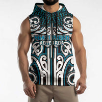 Custom Aotearoa Ngati Porou Sleeveless Zip Hoodie Maori Tribal Pattern Mix Poutama