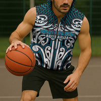 Custom Aotearoa Ngati Porou Sleeveless Zip Hoodie Maori Tribal Pattern Mix Poutama